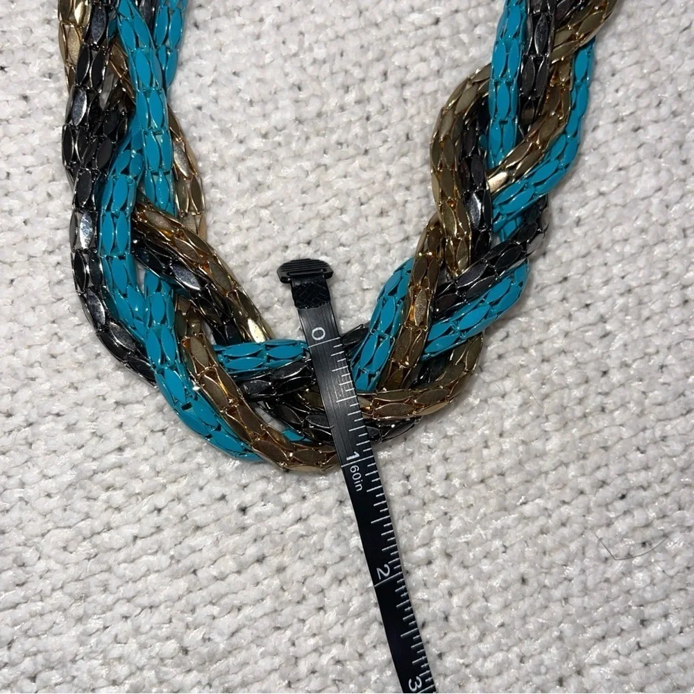 Bebe Beaded teal mix metal Braided Chain Necklace - Picture 6 of 6